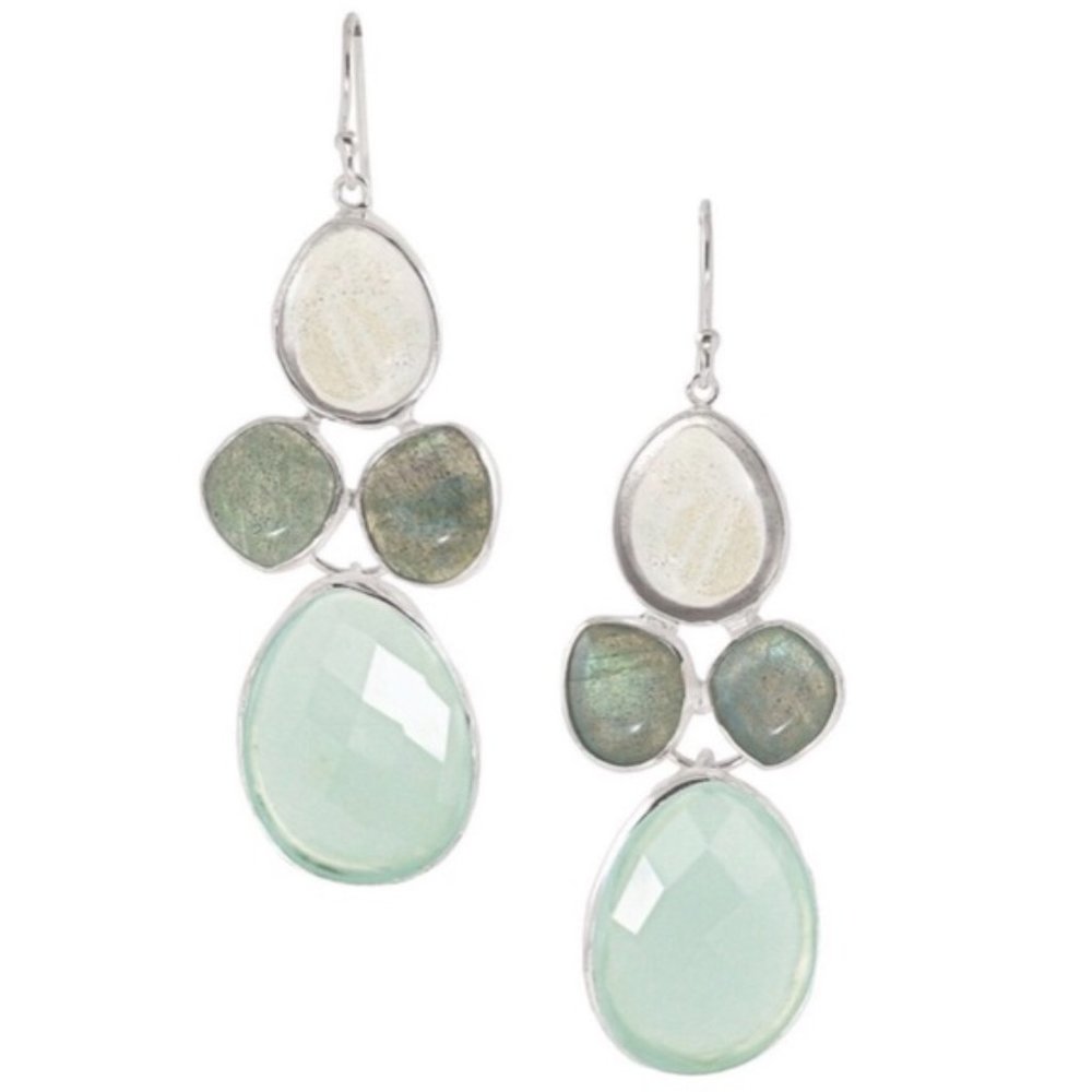 :: Stella & Dot | Retired Silver & Sea Mermaidian Sanibel Earrings - Picture 3 of 6